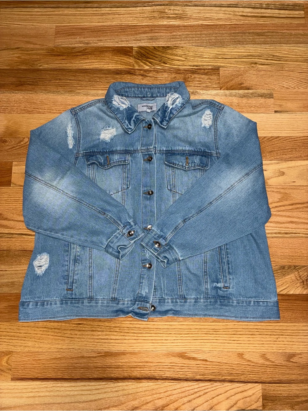 Light Blue Distressed Women’s Denim Jacket - Classic Jean Coat